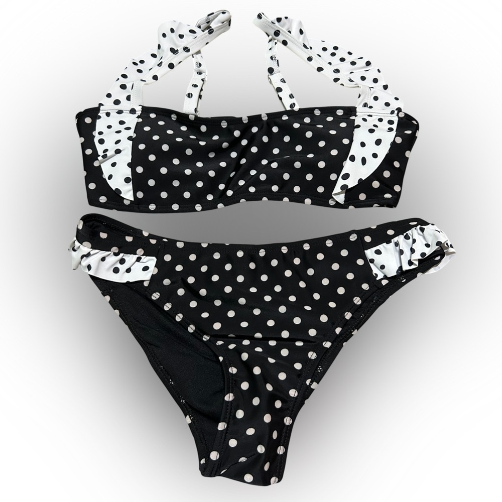 SHEIN Monochrome Polka Dot Swimwear